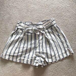 blue and white striped shorts